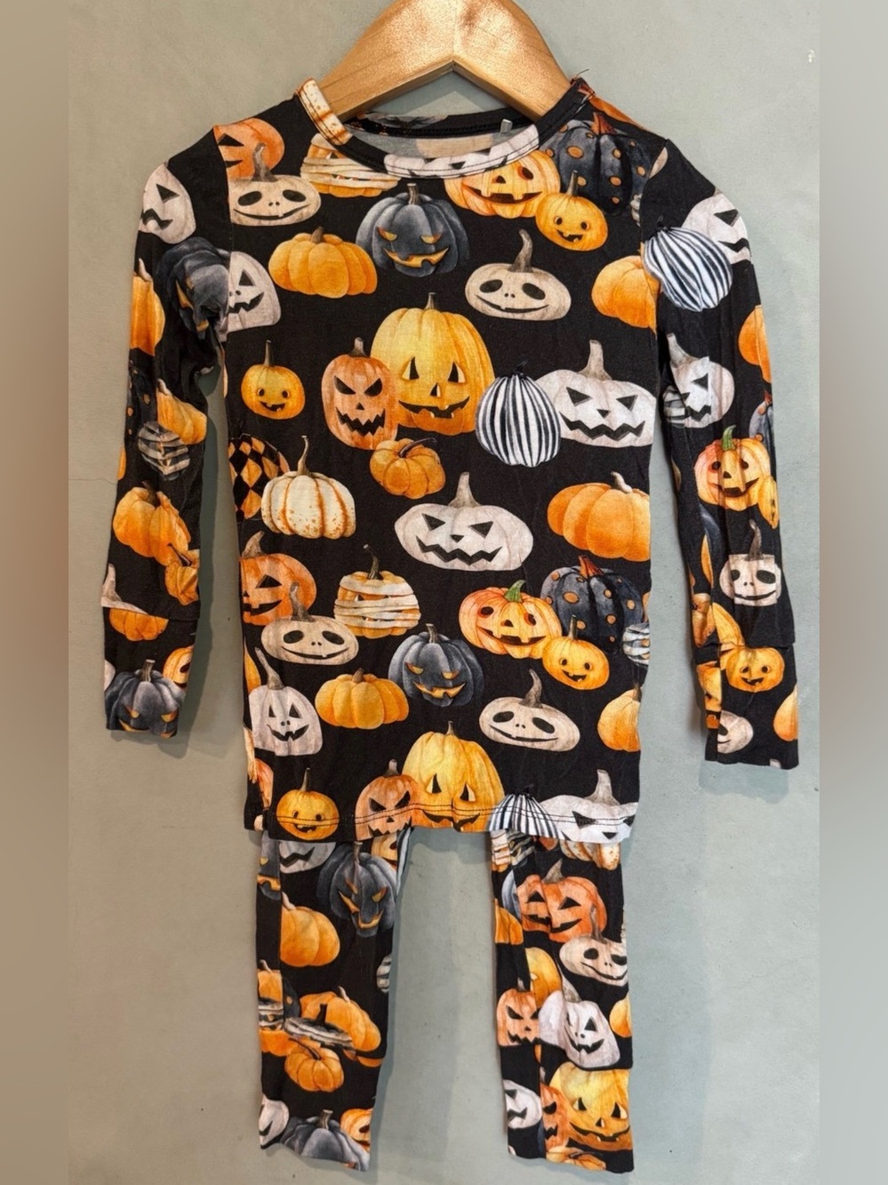 Posh Peanut Bamboo Halloween Pumpkins 2-piece pajamas 3T